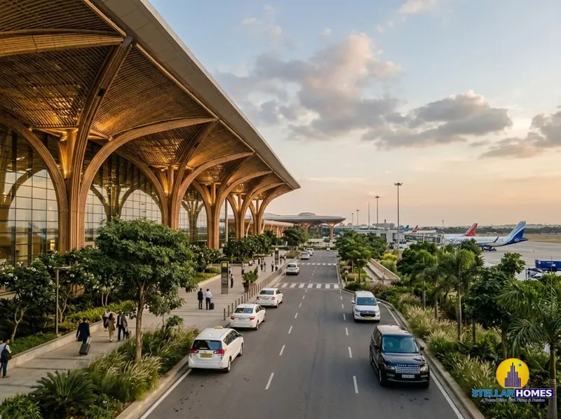 Modern glass-and-steel terminal architecture at Kempegowda International Airport, Bengaluru